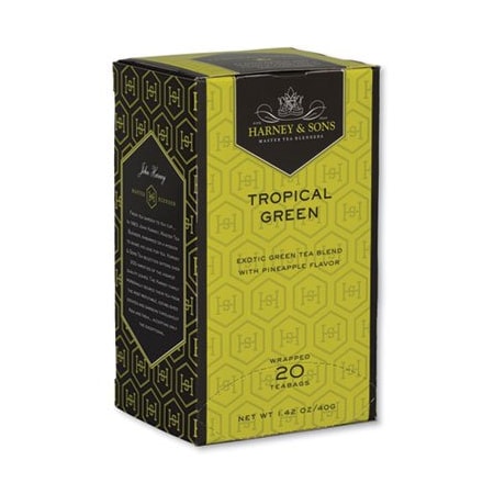 Harney & Sons Fine Teas Premium Tea, Tropical Green Tea, Individually Wrapped Tea Bags, 20PK HSF30640